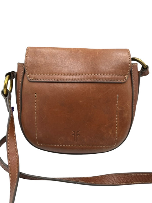 Frye Brown Leather Magnetic  Flap Brass Hardware Crossbody Bag Brown / XS