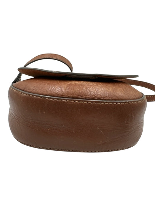 Frye Brown Leather Magnetic  Flap Brass Hardware Crossbody Bag Brown / XS