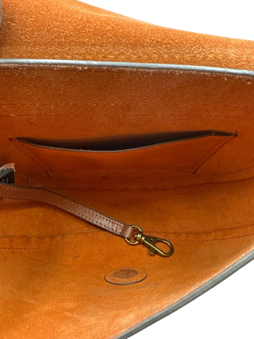 Frye Brown Leather Magnetic  Flap Brass Hardware Crossbody Bag Brown / XS