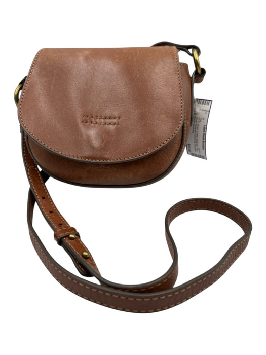 Frye Brown Leather Magnetic  Flap Brass Hardware Crossbody Bag Brown / XS