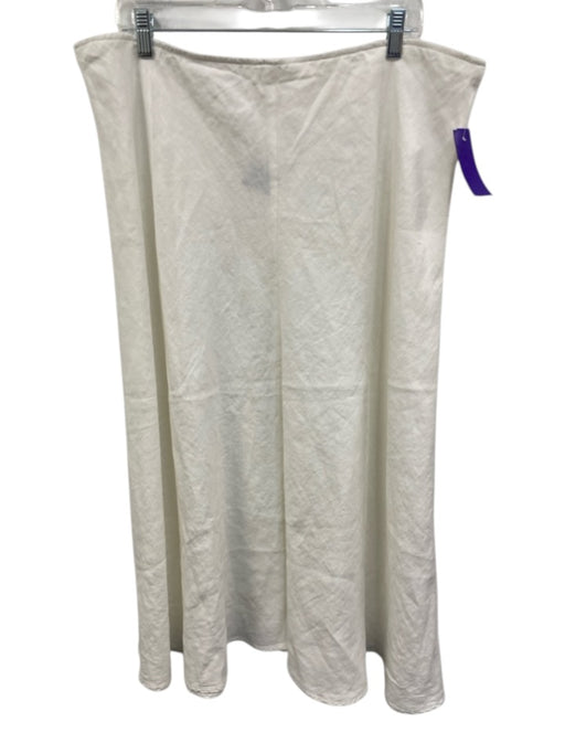 Eileen Fisher Size XL White Linen Elastic Waist Midi Skirt White / XL