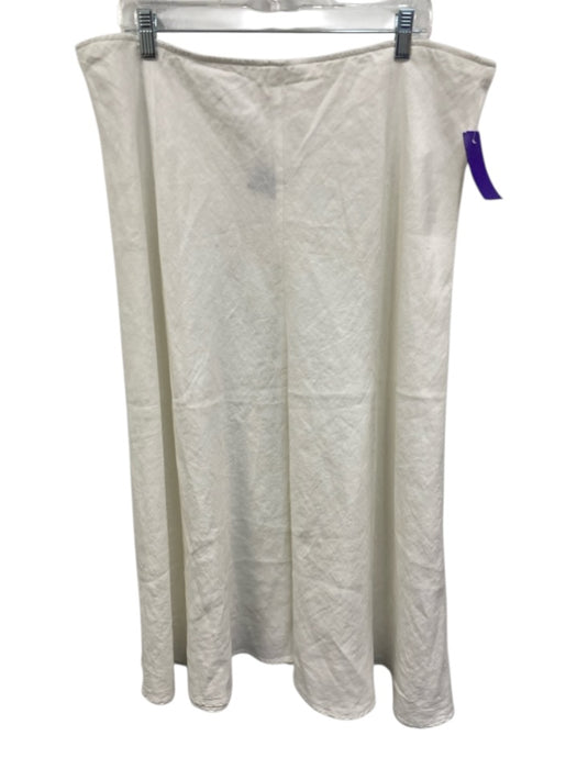 Eileen Fisher Size XL White Linen Elastic Waist Midi Skirt White / XL