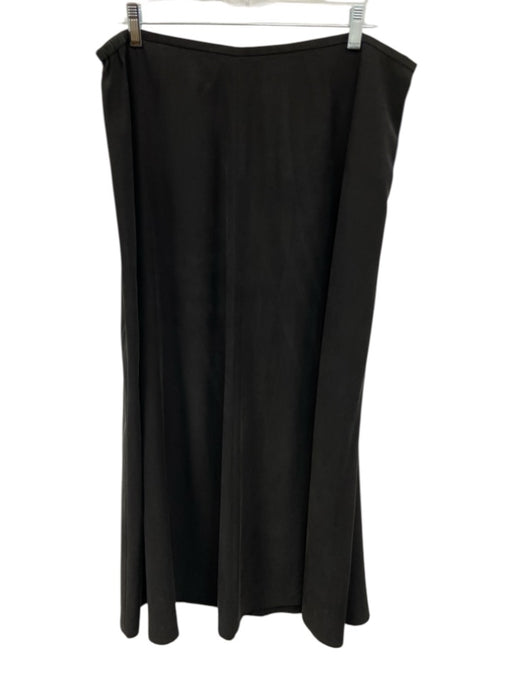 Eileen Fisher Size XL Black Silk Back Zip Midi Skirt Black / XL