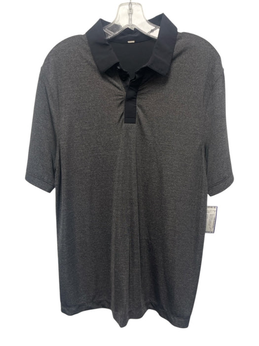 Lululemon Size Est M Black & Gray Synthetic Solid Polo Athleisure Short Sleeve Black & Gray / Est M