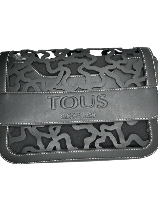 Tous Black Vegan Leather Cut Outs Front Flap Crossbody Bag Black / M