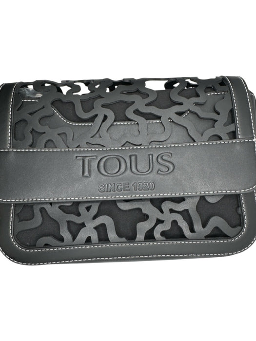 Tous Black Vegan Leather Cut Outs Front Flap Crossbody Bag Black / M