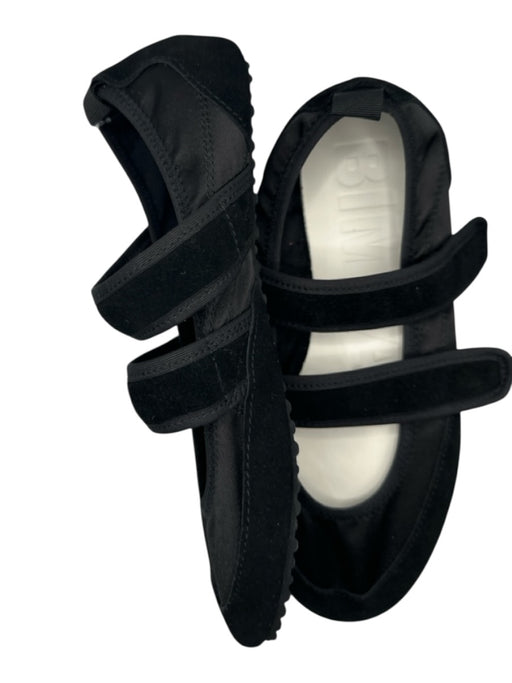 Bimba Y Lola Shoe Size 40 Black Canvas & Leather Velcro Ballet Flats Black / 40