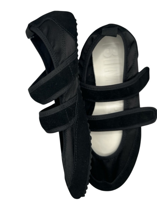 Bimba Y Lola Shoe Size 40 Black Canvas & Leather Velcro Ballet Flats Black / 40