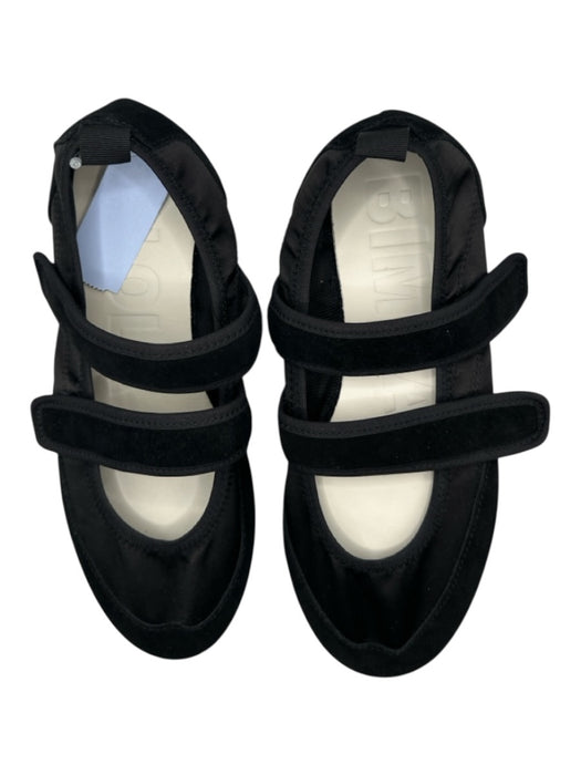 Bimba Y Lola Shoe Size 40 Black Canvas & Leather Velcro Ballet Flats Black / 40