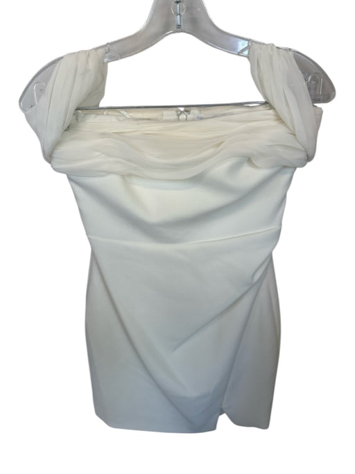 Likely Size 2 Ivory Polyester Blend Off Shoulder A Line Rouched Detail Dress Ivory / 2
