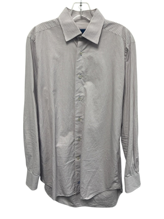 David Donahue Size 16 Red & White Cotton Plaid Point collar Long Sleeve Shirt Red & White / 16