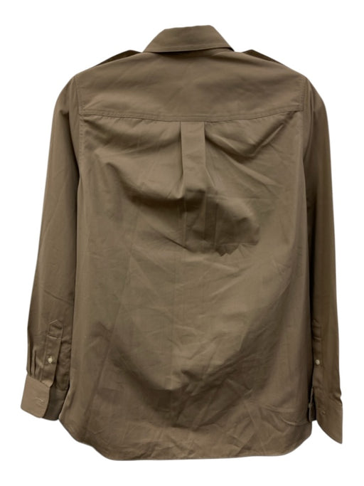 Ann Mashburn Size XS Dark Khaki Beige Cotton Long Sleeve Button Up Utility Top Dark Khaki Beige / XS