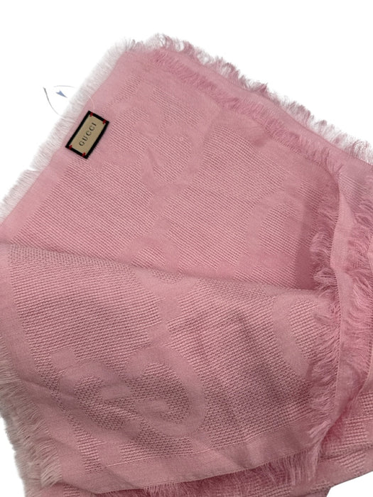 Gucci Light Pink No Fabric Tag Guccissima Jacquard Frayed Edges Rectangle scarf Light Pink