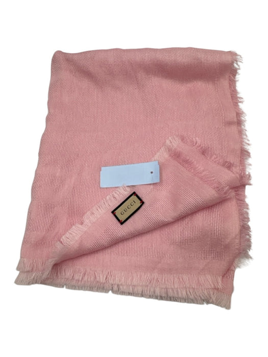 Gucci Light Pink No Fabric Tag Guccissima Jacquard Frayed Edges Rectangle scarf Light Pink