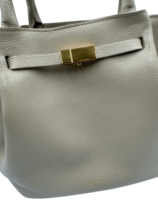 DeMellier Beige Leather Snap Detail Magnetic Snap Closure Removable Strap Bag Beige / Midi