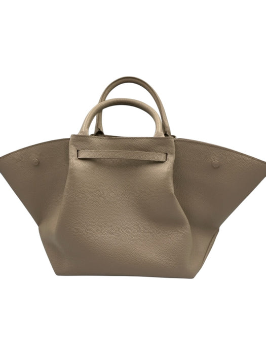 DeMellier Beige Leather Snap Detail Magnetic Snap Closure Removable Strap Bag Beige / Midi