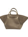 DeMellier Beige Leather Snap Detail Magnetic Snap Closure Removable Strap Bag Beige / Midi
