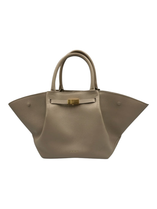 DeMellier Beige Leather Snap Detail Magnetic Snap Closure Removable Strap Bag Beige / Midi