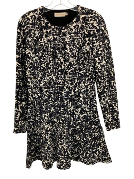 Tory Burch Size S Black & White Rayon Blend Abstract Botanical Print Mini Dress Black & White / S