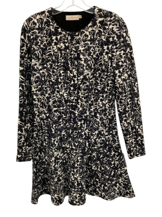Tory Burch Size S Black & White Rayon Blend Abstract Botanical Print Mini Dress Black & White / S