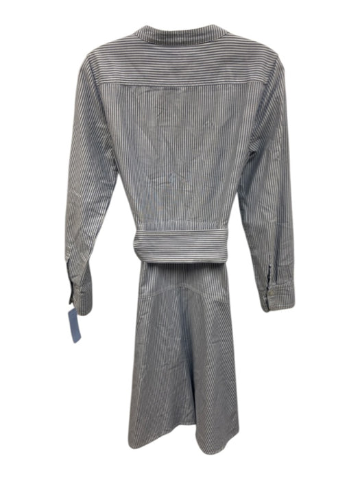 J. Crew Size 4 Blue & White Cotton Striped Long Sleeve Button Front Dress Blue & White / 4