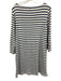 Lake Size M White & Blue Supima Cotton Striped Boat Neck Long Sleeve Shift Dress White & Blue / M