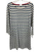 Lake Size M White & Blue Supima Cotton Striped Boat Neck Long Sleeve Shift Dress White & Blue / M