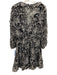 Shoshanna Size 6 Black, White & Pink Silk Chiffon Floral V Neck Dress Black, White & Pink / 6