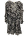 Shoshanna Size 6 Black, White & Pink Silk Chiffon Floral V Neck Dress Black, White & Pink / 6