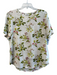 Equipment Size Large Cream, Green & Red floral Silk Round Neck Short Sleeve Top Cream, Green & Red / Large