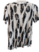 Vince Size Small White & Black Linen Leaf Print Round Neck Short Sleeve Top White & Black / Small