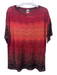 M Missoni Size Medium Red & Black Viscose Blend Round Neck Short Sleeve Knit Top Red & Black / Medium