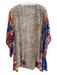 Johnny Was Size Medium Blue, Red & Multi Silk Open Front Floral Short Kimono Blue, Red & Multi / Medium