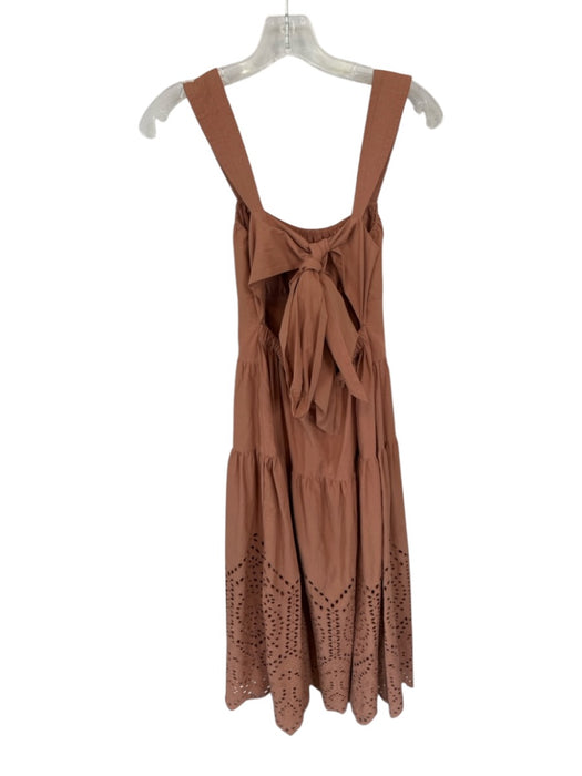 Moon River Size XS Tan Cotton Sleeveless Back Tie Maxi Dress Tan / XS