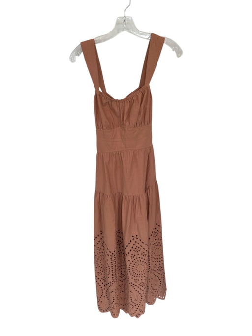 Moon River Size XS Tan Cotton Sleeveless Back Tie Maxi Dress Tan / XS
