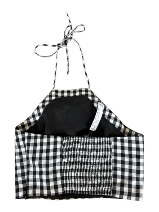 Lucy Paris Size S White & Black Linen Halter Neck Gingham Cropped Top White & Black / S