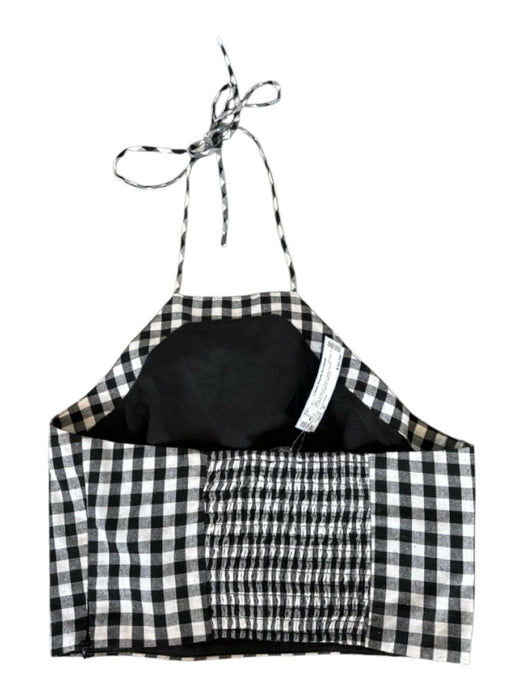 Lucy Paris Size S White & Black Linen Halter Neck Gingham Cropped Top White & Black / S