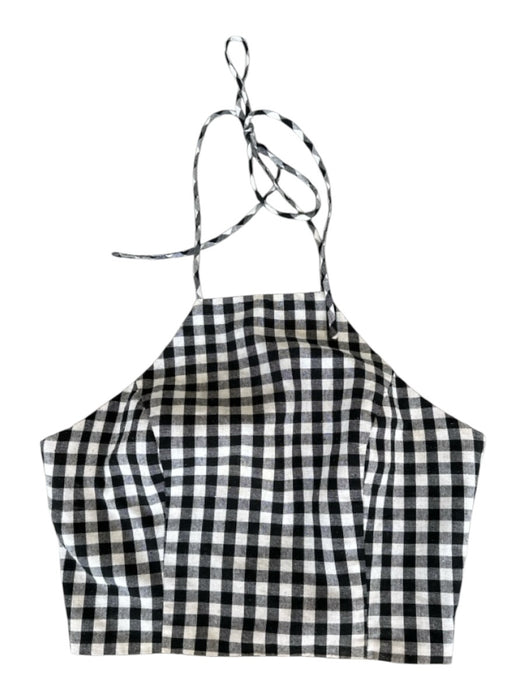 Lucy Paris Size S White & Black Linen Halter Neck Gingham Cropped Top White & Black / S