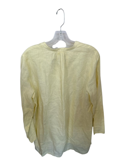 Eileen Fisher Size L Pale Yellow Linen Long Sleeve Buttons Tunic Top Pale Yellow / L