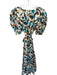 Hunter Bell Size 4 Teal & Brown Linen Blend Short Sleeve Tie Dye Back Zip Dress Teal & Brown / 4