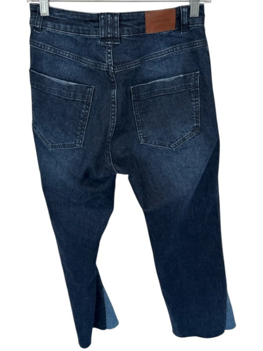 Anine Bing Size 28 Dark Wash Cotton Blend High Waist Wide Leg Raw Hem Jeans Dark Wash / 28