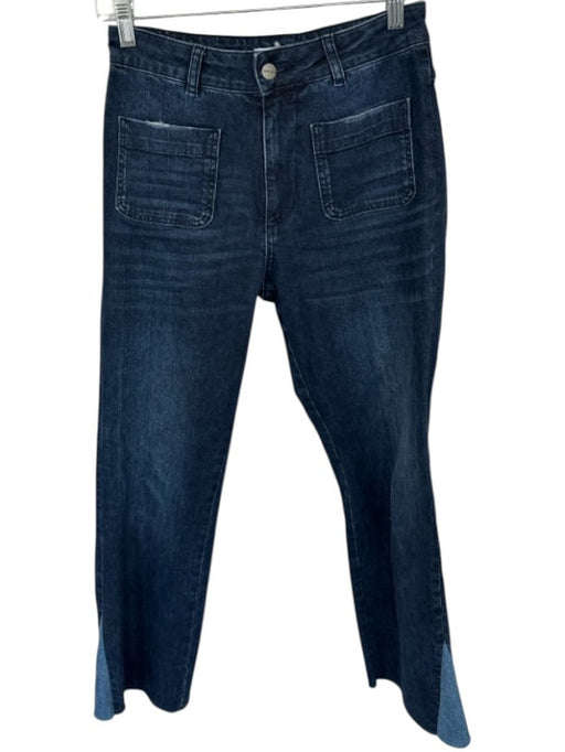 Anine Bing Size 28 Dark Wash Cotton Blend High Waist Wide Leg Raw Hem Jeans Dark Wash / 28
