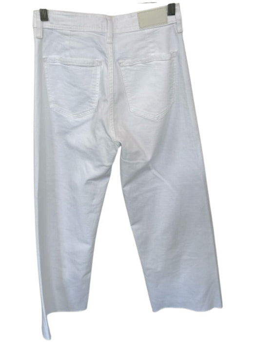 Pistola Size 26 White Cotton High Waist Wide Leg Raw Hem Jeans White / 26