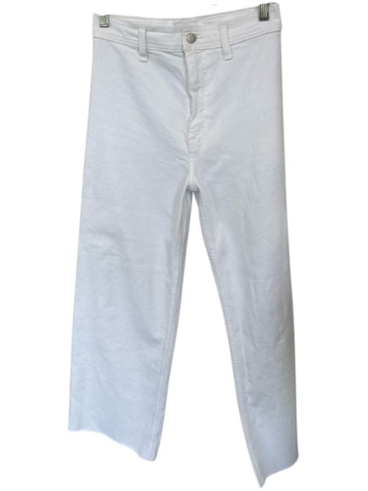 Pistola Size 26 White Cotton High Waist Wide Leg Raw Hem Jeans White / 26
