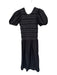 Ganni Size 36/S White & Black Cotton Short Balloon Sleeve smocked Low Back Dress White & Black / 36/S