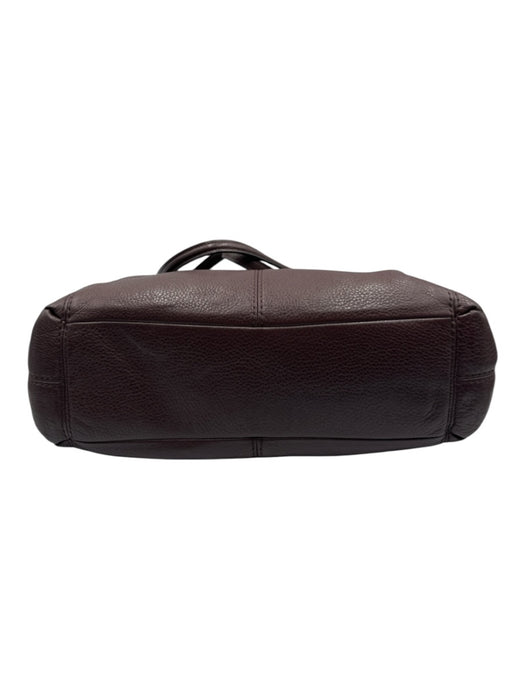 Coach Maroon Purple Leather Two Handle Zip Pocket Magnetic Snap Closure Bag Maroon Purple