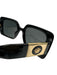 Versace Black Acetate Square Oversized Tinted Lens Gold Tone Accent Sunglasses Black
