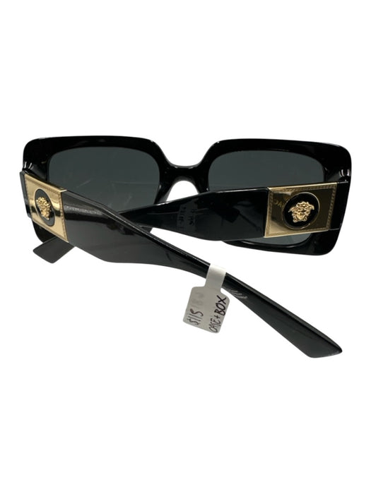 Versace Black Acetate Square Oversized Tinted Lens Gold Tone Accent Sunglasses Black