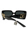 Versace Black Acetate Square Oversized Tinted Lens Gold Tone Accent Sunglasses Black