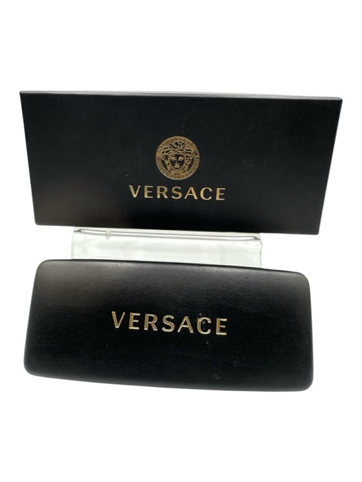 Versace Black Acetate Square Oversized Tinted Lens Gold Tone Accent Sunglasses Black